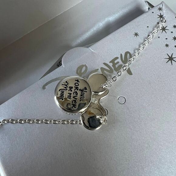 Disney Fine Silver "You'll Forever Be My Minnie" Mouse Necklace - Picture 6 of 8